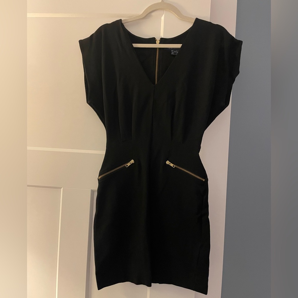 French Connection Black Dress with Gold Zippers